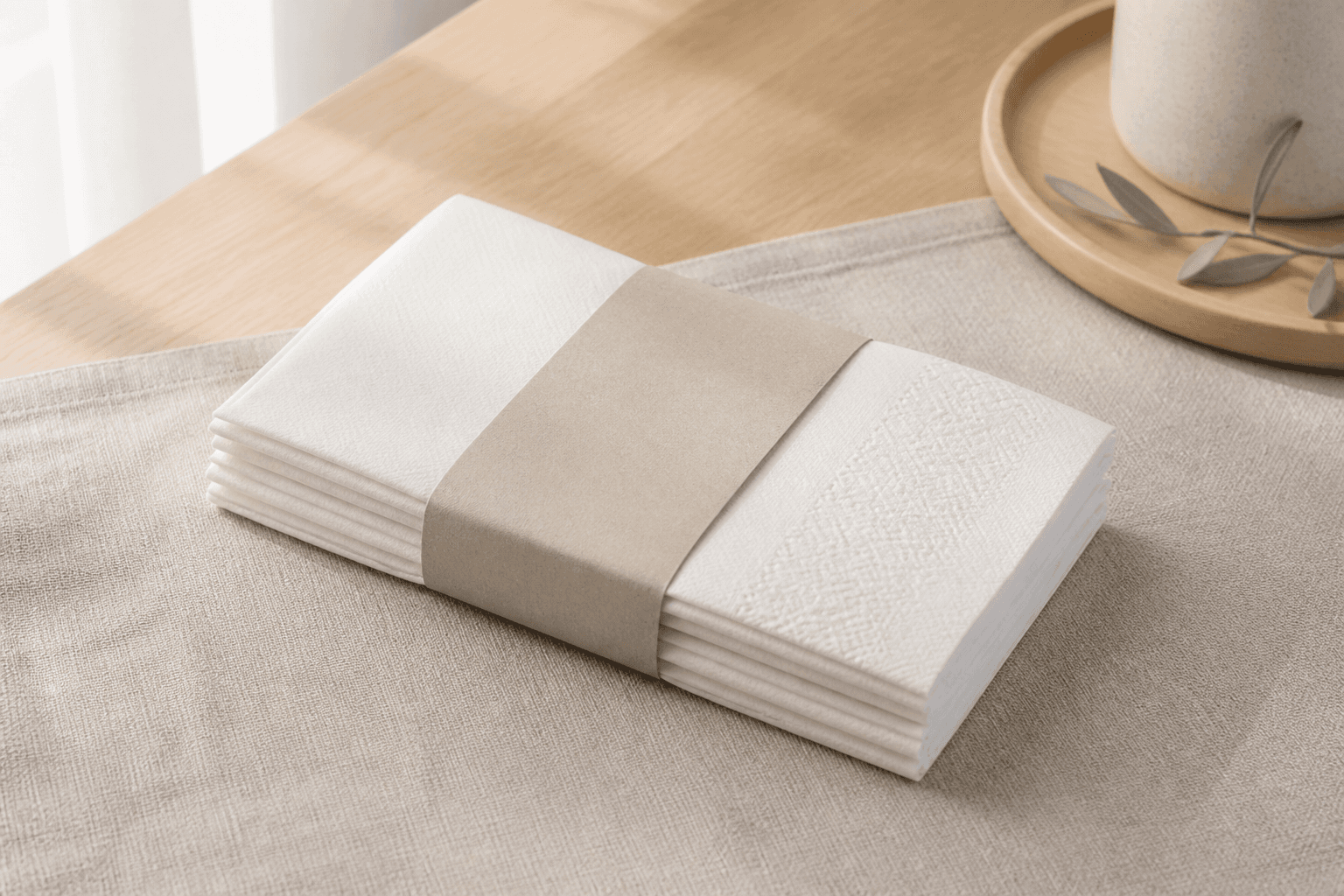 Paper napkin product and packaging concept for hospitality and retail projects