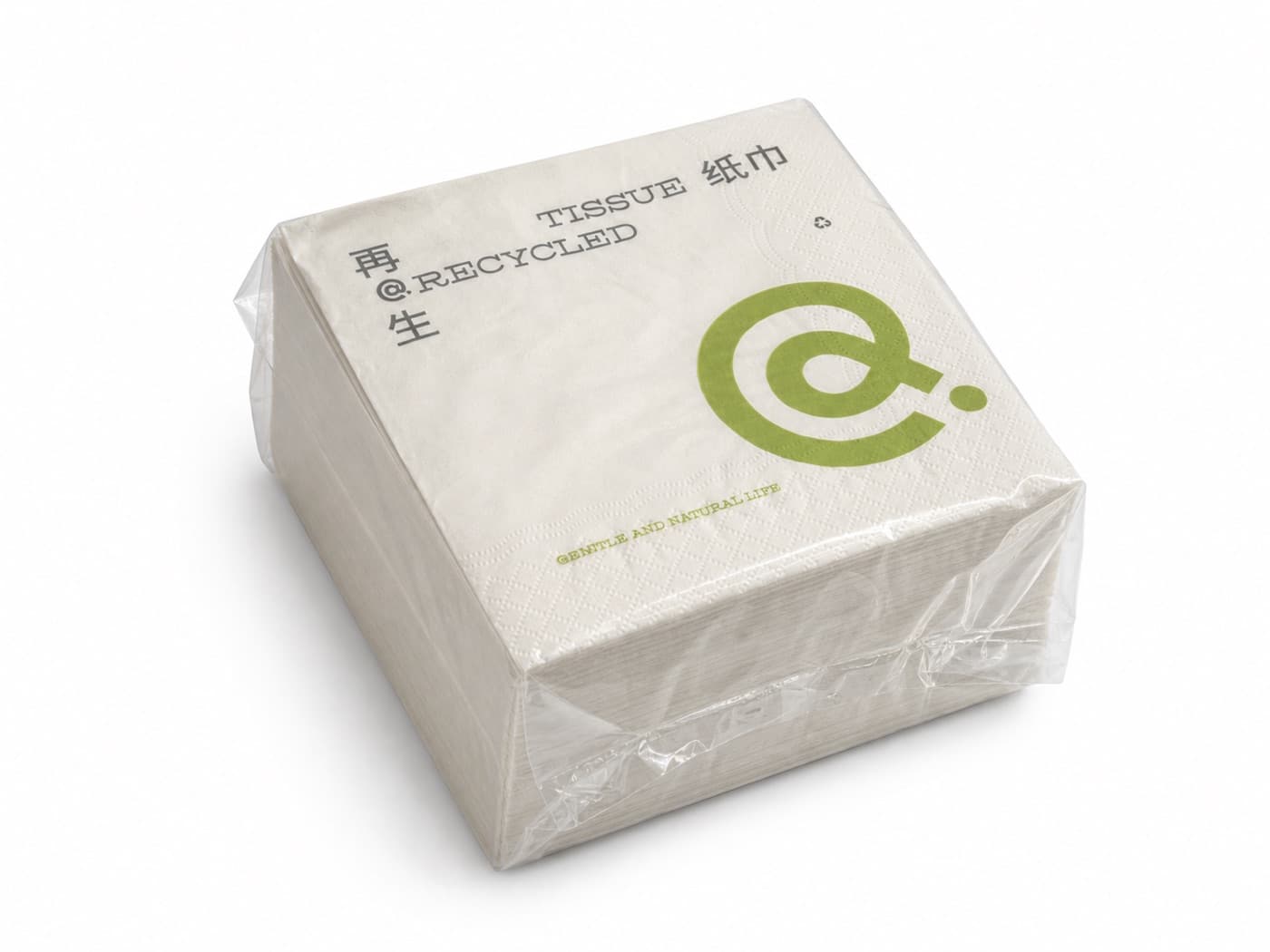 Green printed restaurant paper napkin pack with embossed texture and customer-specific mark