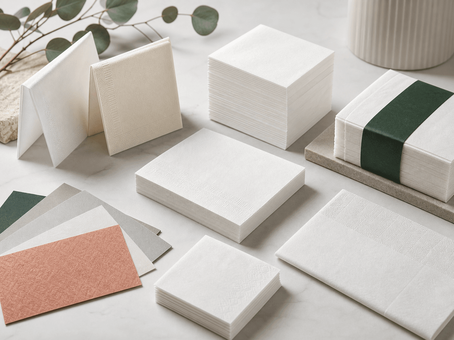 Disposable napkin packaging and fold direction references for hospitality and food service supply