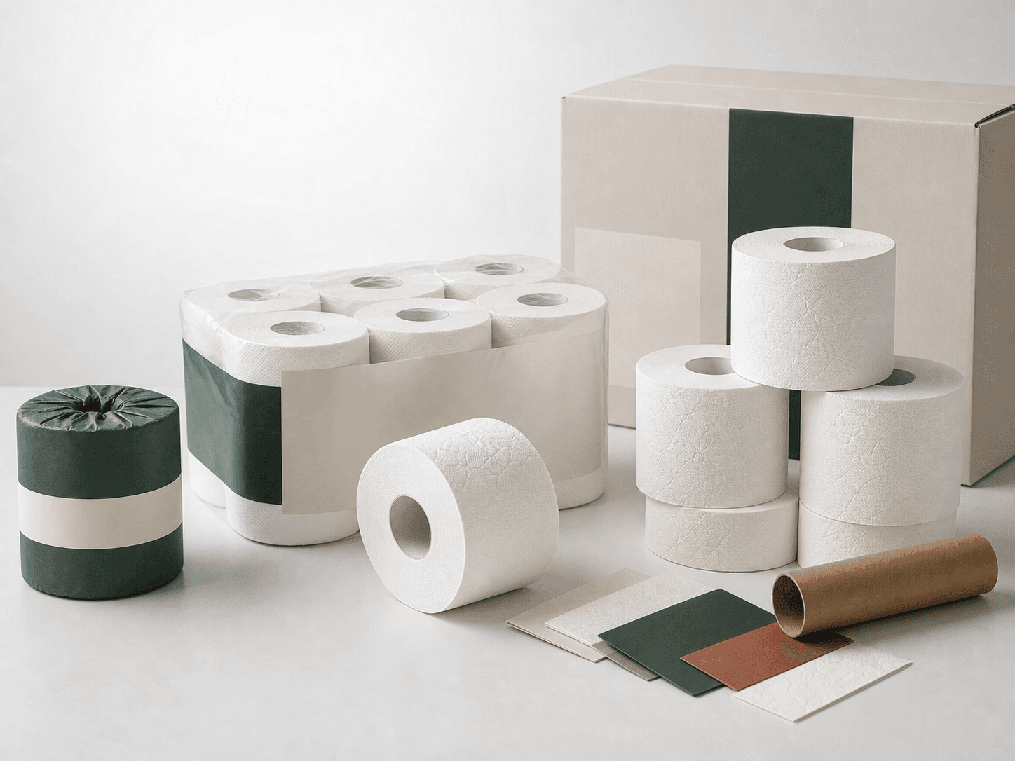 Private label toilet roll packaging formats for retail bundle and bulk distributor programs